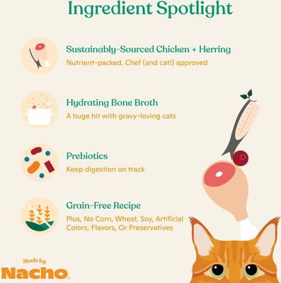 Show full view: Made by Nacho WIld-Caught Chicken & Herring Recipe Grain-Free Pate Wet Cat Food, 3-oz can, case of 6 slide 5 of 11