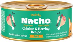 Made by Nacho Wild-Caught Chicken & Herring Recipe Grain-Free Pate Wet Cat Food, 5.5-oz can, case of 24