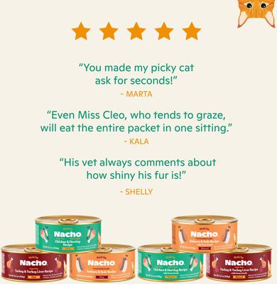 Show full view: Made by Nacho Wild-Caught Chicken & Herring Recipe Grain-Free Pate Wet Cat Food, 5.5-oz can, case of 6 slide 6 of 11