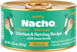 Made by Nacho Wild-Caught Chicken & Herring Recipe with Bone Broth Minced Wet Cat Food, 3-oz can, case of 24