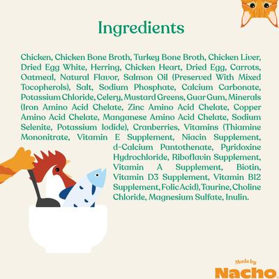 Show full view: Made by Nacho Wild-Caught Chicken & Herring Recipe with Bone Broth Minced Wet Cat Food, 3-oz can, case of 6 slide 7 of 11