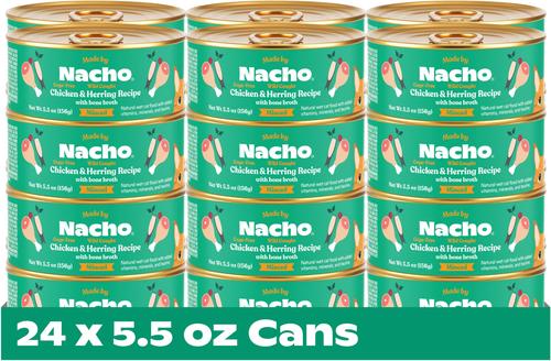 Show full view: Made by Nacho Wild-Caught Chicken & Herring Recipe with Bone Broth Minced Wet Cat Food, 5.5-oz can, case of 24 slide 4 of 12