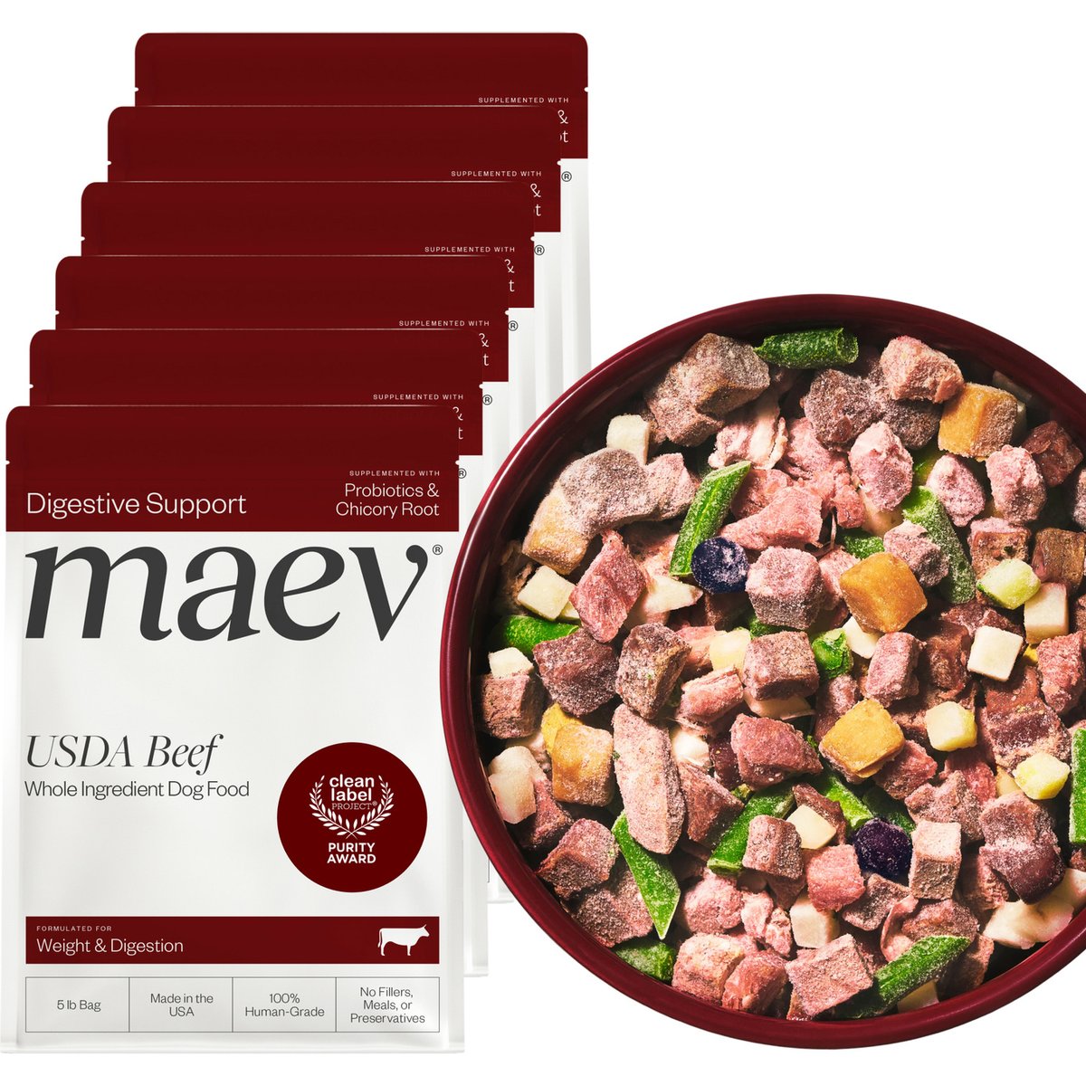 Maev Weight & Digestion Fresh Frozen Raw Human-Grade Beef Dog Food, 30-lb bundle