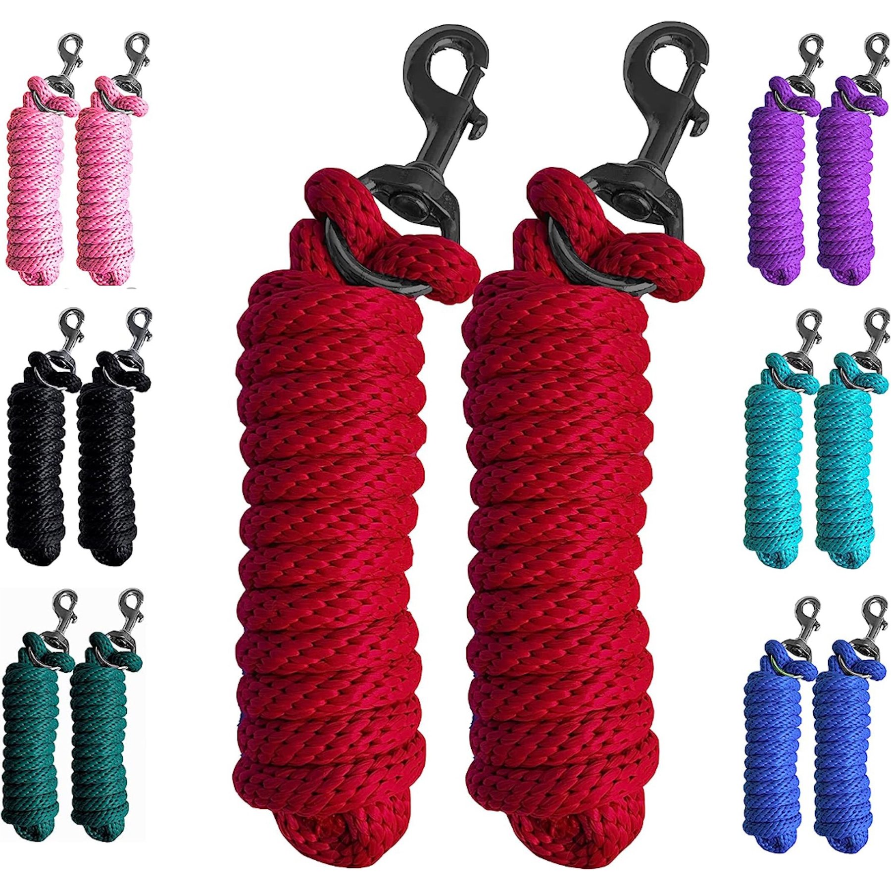 Majestic Ally Heavy Duty Bolt Snap Poly Horse Lead, 2 count, Red