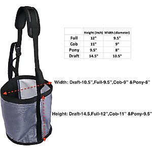 Majestic Ally Mesh Feed Rite Horse Bag, Dark Gray, Pony