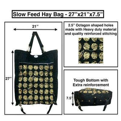 Show full view: Majestic Ally Nylon Reflective 2.5-in Octagon Hole Slow Feeder Hay Horse Bag, Black slide 1 of 6