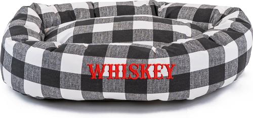 Show full view: Majestic Pet Anderson Check Personalized Bagel Cat & Dog Bed, Black, Medium slide 4 of 8
