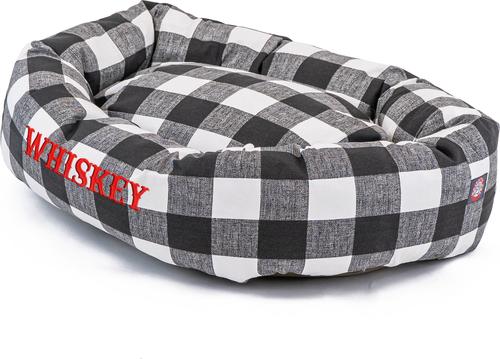 Show full view: Majestic Pet Anderson Check Personalized Bagel Cat & Dog Bed, Black, Medium slide 5 of 8