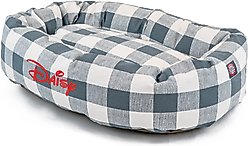 Majestic Pet Anderson Check Personalized Bagel Cat & Dog Bed, Gunmetal Blue, Large slide 2 of 5