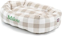 Majestic Pet Anderson Check Personalized Bagel Cat & Dog Bed, Tan, Large slide 2 of 5