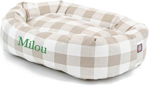 Show full view: Majestic Pet Anderson Check Personalized Bagel Cat & Dog Bed, Tan, Large slide 2 of 6