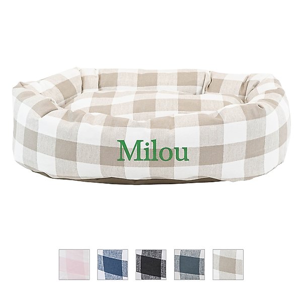 Majestic Pet Anderson Check Personalized Bagel Cat & Dog Bed