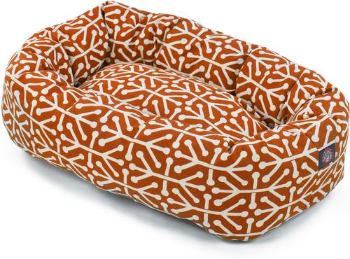 Show full view: Majestic Pet Aruba Bagel Bolster Cat & Dog Bed, Orange, Large slide 2 of 4