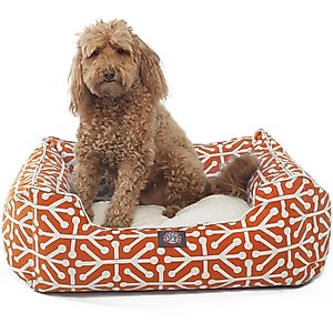 Majestic Pet Aruba Contemp Lounge Bolster Dog Bed with Removable Cover, Large, Orange