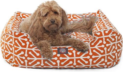 Show full view: Majestic Pet Aruba Contemp Lounge Bolster Dog Bed with Removable Cover, Large, Orange slide 3 of 7