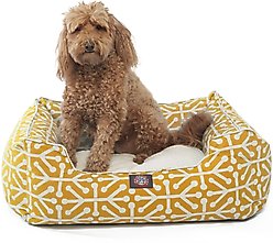 Majestic Pet Aruba Contemp Lounge Bolster Dog Bed with Removable Cover, Large, Yellow