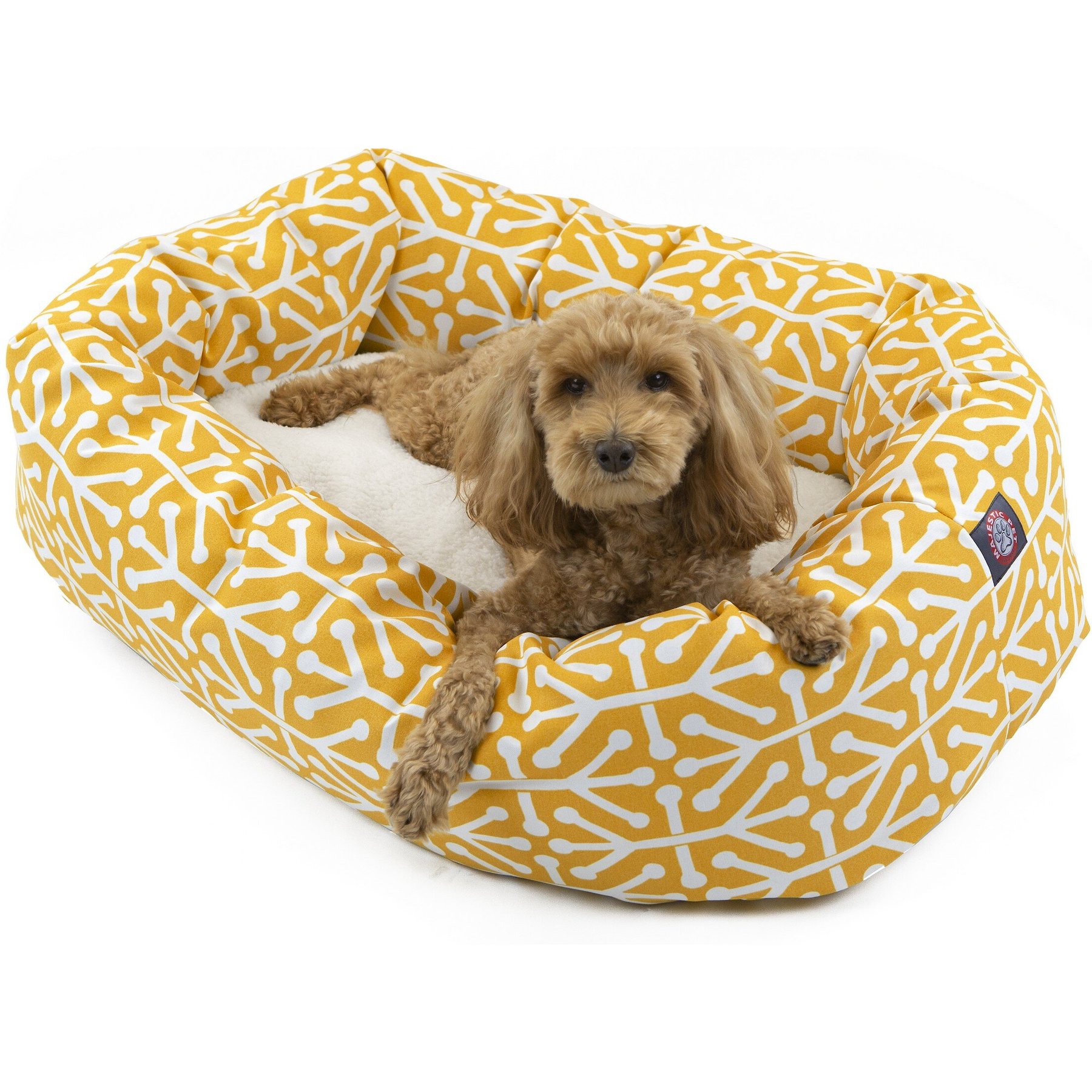 Majestic Pet Aruba Sherpa Bagel Bolster Cat & Dog Bed, Citrus, Large