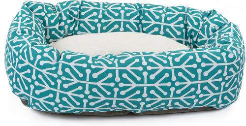 Show full view: Majestic Pet Aruba Sherpa Bagel Bolster Cat & Dog Bed, Teal, Medium slide 2 of 5