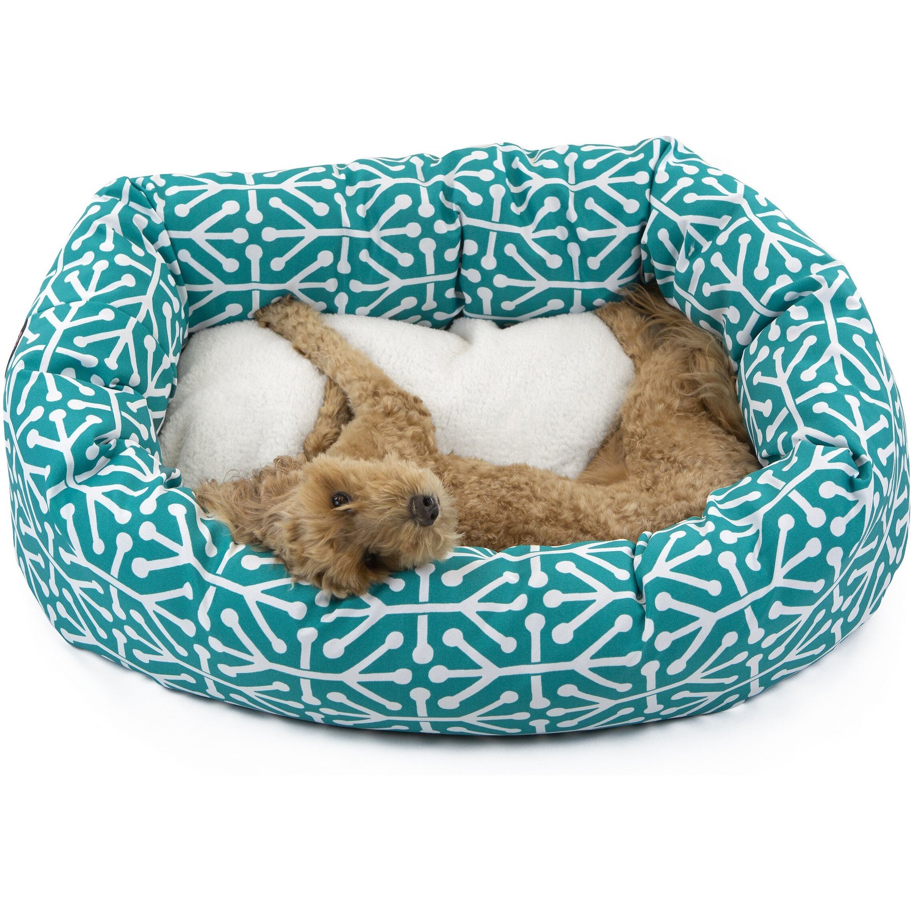 Majestic Pet Aruba Sherpa Bagel Bolster Cat & Dog Bed, Teal, Small