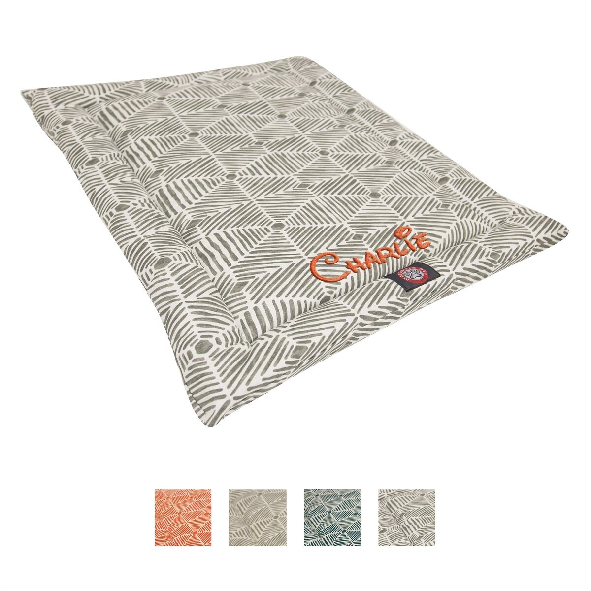 Majestic Pet Charlie Personalized Dog Crate Mat, Gray, Large