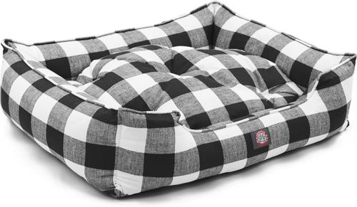 Show full view: Majestic Pet Contemp Lounge Anderson Check Bolster Dog Bed with Removable Cover, Black, Medium slide 4 of 6