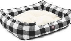 Majestic Pet Contemp Lounge Anderson Check Bolster Dog Bed with Removable Cover, Black, Small slide 2 of 5