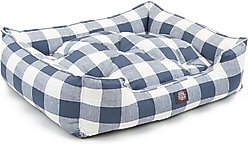 Majestic Pet Contemp Lounge Anderson Check Bolster Dog Bed with Removable Cover, Blue, Medium slide 2 of 5