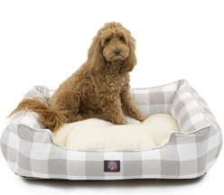 Majestic Pet Contemp Lounge Anderson Check Bolster Dog Bed with Removable Cover, Grey, Medium