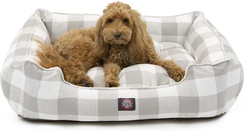Show full view: Majestic Pet Contemp Lounge Anderson Check Bolster Dog Bed with Removable Cover, Grey, Medium slide 2 of 6