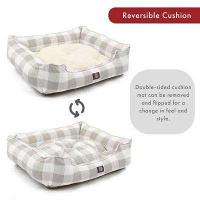 Show full view: Majestic Pet Contemp Lounge Anderson Check Bolster Dog Bed with Removable Cover, Grey, Medium slide 5 of 6