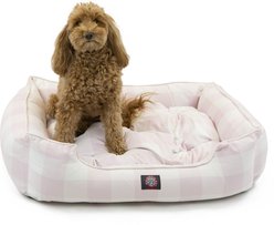 Majestic Pet Contemp Lounge Anderson Check Bolster Dog Bed with Removable Cover, Pink, Small slide 2 of 6