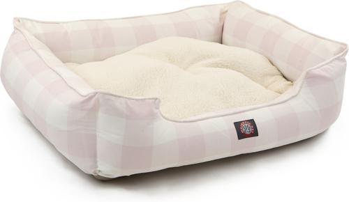 Show full view: Majestic Pet Contemp Lounge Anderson Check Bolster Dog Bed with Removable Cover, Pink, Small slide 3 of 6