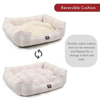 Show full view: Majestic Pet Contemp Lounge Anderson Check Bolster Dog Bed with Removable Cover, Pink, Small slide 5 of 6