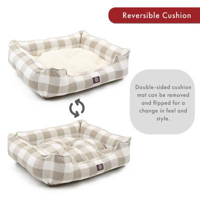 Show full view: Majestic Pet Contemp Lounge Anderson Check Bolster Dog Bed with Removable Cover, Tan, Small slide 5 of 6
