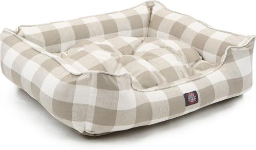 Show full view: Majestic Pet Contemp Lounge Anderson Check Bolster Dog Bed with Removable Cover, Tan, Small slide 4 of 6
