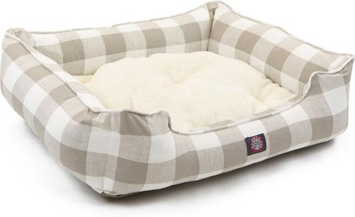 Show full view: Majestic Pet Contemp Lounge Anderson Check Bolster Dog Bed with Removable Cover, Tan, Small slide 3 of 6
