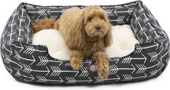 Majestic Pet Contemp Lounge Arrow Bolster Dog Bed with Removable Cover, Black with White Arrows, Small