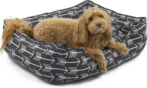 Show full view: Majestic Pet Contemp Lounge Arrow Bolster Dog Bed with Removable Cover, Black with White Arrows, Small slide 3 of 7