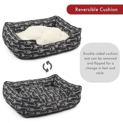 Show full view: Majestic Pet Contemp Lounge Arrow Bolster Dog Bed with Removable Cover, Black with White Arrows, Small slide 6 of 7
