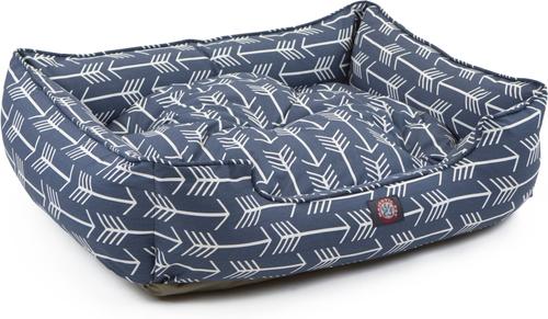 Show full view: Majestic Pet Contemp Lounge Arrow Bolster Dog Bed with Removable Cover, Blue with White Arrows, Small slide 4 of 6