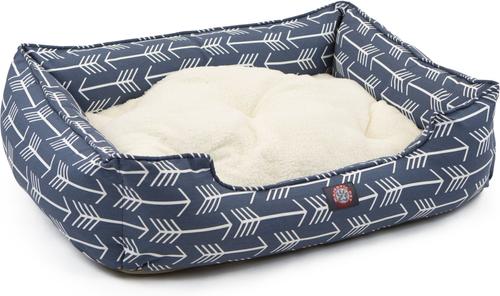 Show full view: Majestic Pet Contemp Lounge Arrow Bolster Dog Bed with Removable Cover, Blue with White Arrows, Small slide 3 of 6
