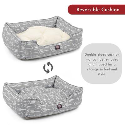 Show full view: Majestic Pet Contemp Lounge Arrow Bolster Dog Bed with Removable Cover, Grey with White Arrows, Small slide 5 of 6