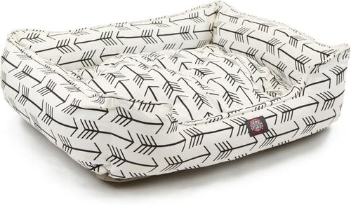 Show full view: Majestic Pet Contemp Lounge Arrow Bolster Dog Bed with Removable Cover, White with Black Arrows, Small slide 5 of 7