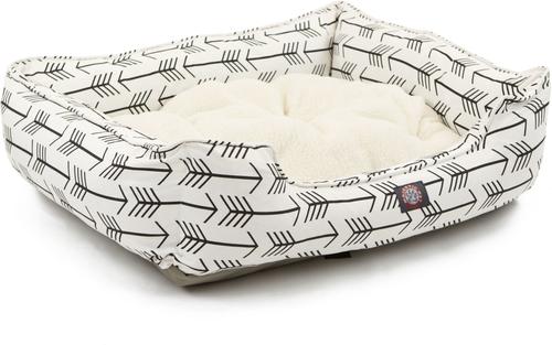 Show full view: Majestic Pet Contemp Lounge Arrow Bolster Dog Bed with Removable Cover, White with Black Arrows, Small slide 4 of 7