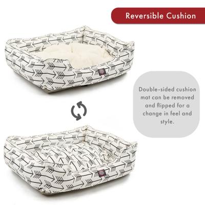 Show full view: Majestic Pet Contemp Lounge Arrow Bolster Dog Bed with Removable Cover, White with Black Arrows, Small slide 6 of 7