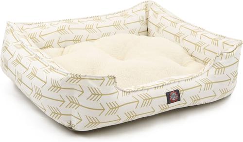 Show full view: Majestic Pet Contemp Lounge Arrow Bolster Dog Bed with Removable Cover, White with Gold Arrows, Small slide 4 of 6