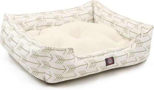 Show full view: Majestic Pet Contemp Lounge Arrow Bolster Dog Bed with Removable Cover, White with Tan Arrows, Small slide 4 of 7