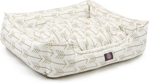 Show full view: Majestic Pet Contemp Lounge Arrow Bolster Dog Bed with Removable Cover, White with Tan Arrows, Small slide 5 of 7