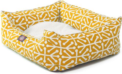 Show full view: Majestic Pet Contemp Lounge Aruba Bolster Dog Bed with Removable Cover, Citrus/Yellow, Small slide 3 of 6