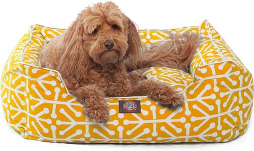 Show full view: Majestic Pet Contemp Lounge Aruba Bolster Dog Bed with Removable Cover, Citrus/Yellow, Small slide 2 of 6